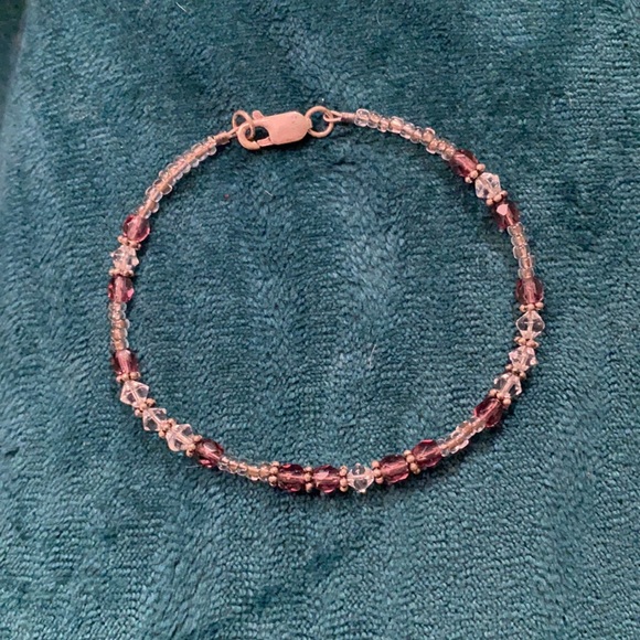 Handmade sterling silver and glass bead bracelet. - Picture 2 of 3